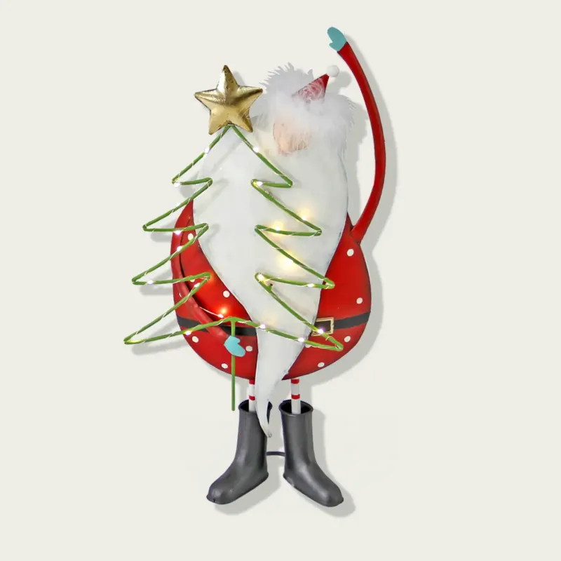 Decorazione Santa Claus Con Albero 58 Cm In Metallo Con Led Popolare