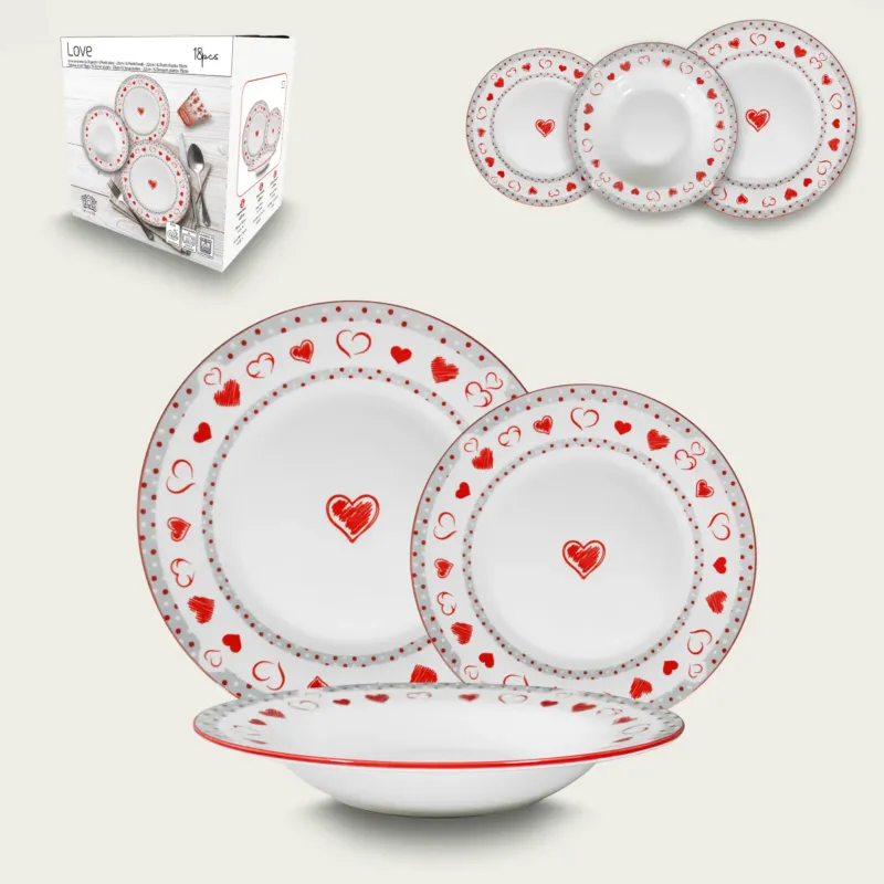 Compra Adesso Set 18 Piatti Love In Porcellana