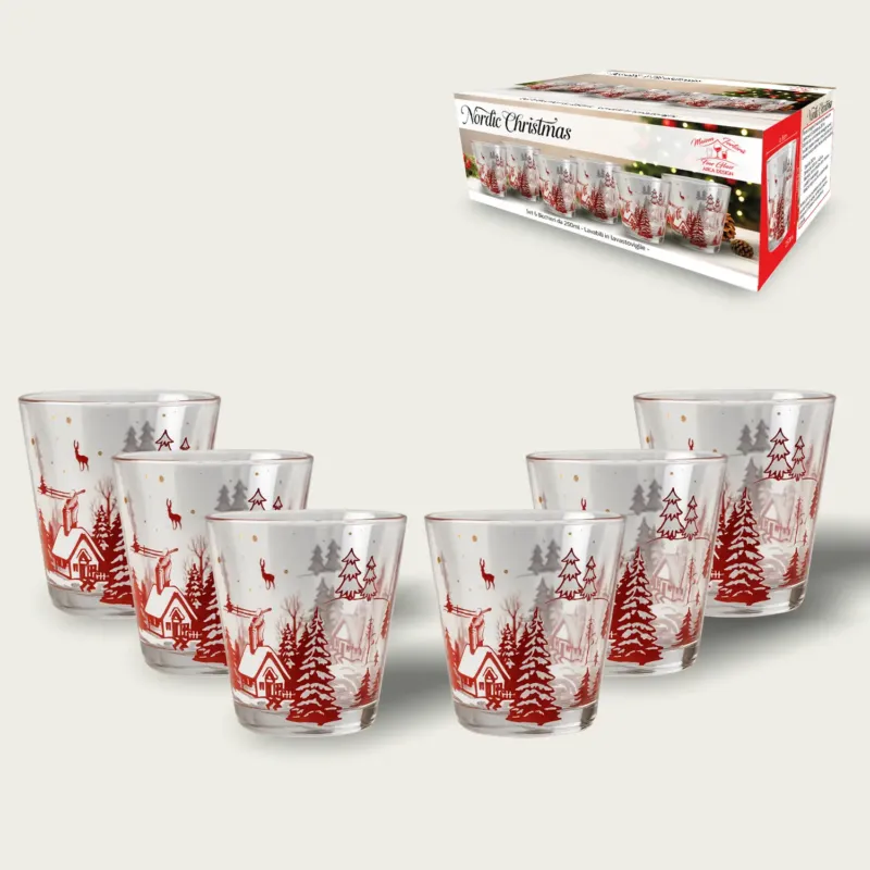 Non Perdere Set 6 Bicchieri Christmas Nordic In Vetro 25 Cl