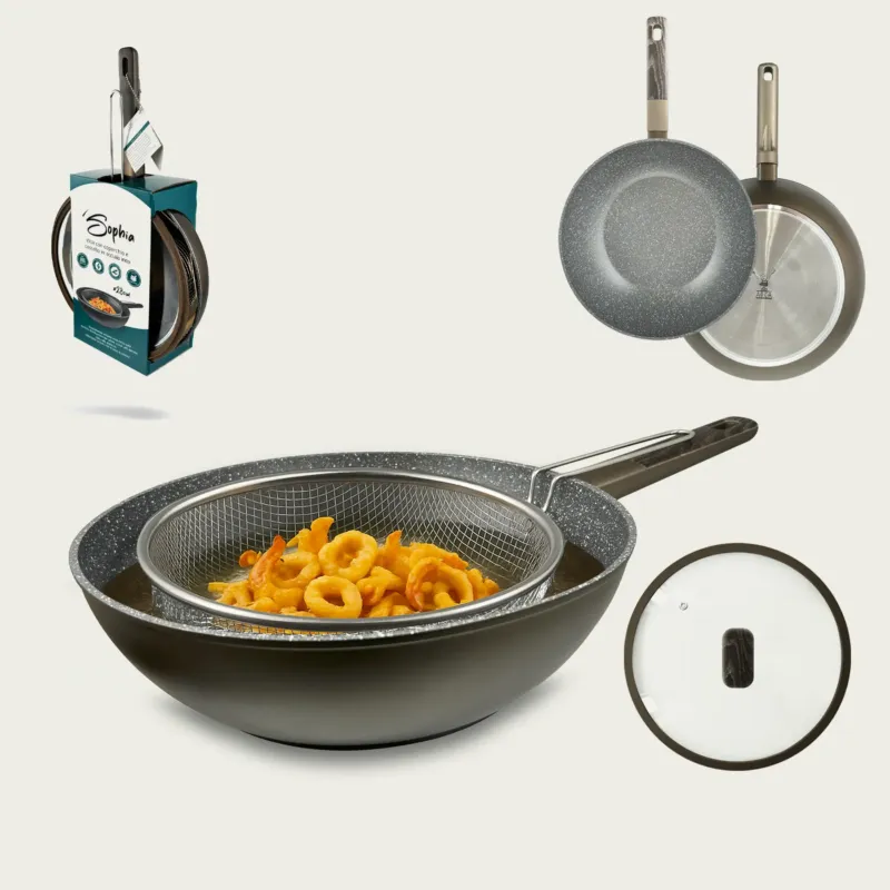 Sophia Wok Con Coperchio E Cestello In Acciaio Inox Prezzo Basso
