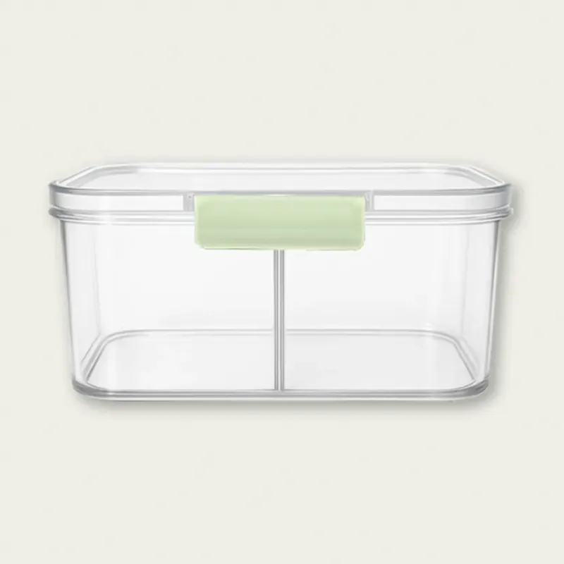 Super Prezzo Contenitore Rettangolare Doppio Scompartimento Fresco Box Con Coperchio In Plastica,verde