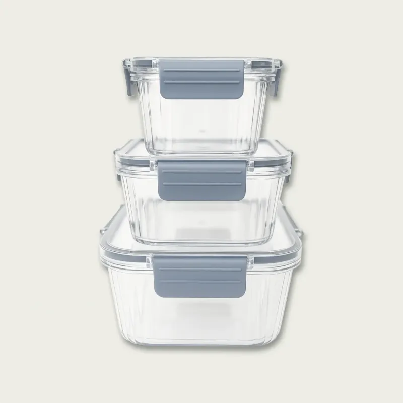 Set 3 Contenitori Quadrati Fresco Box Con Coperchio In Plastica,celeste Compra Online