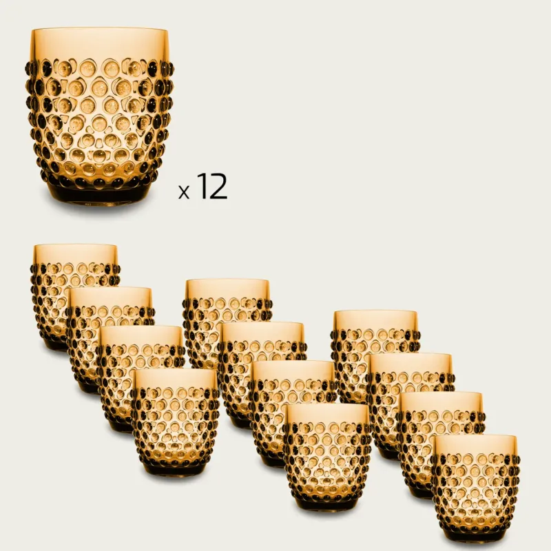 Set 12 Tumbler Dotted In Plastica,ambra Direttamente Dal Produttore
