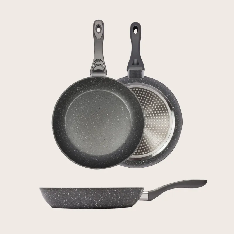 Novità Set 3 Padelle Cm 20-26-32 Pietra Rovente