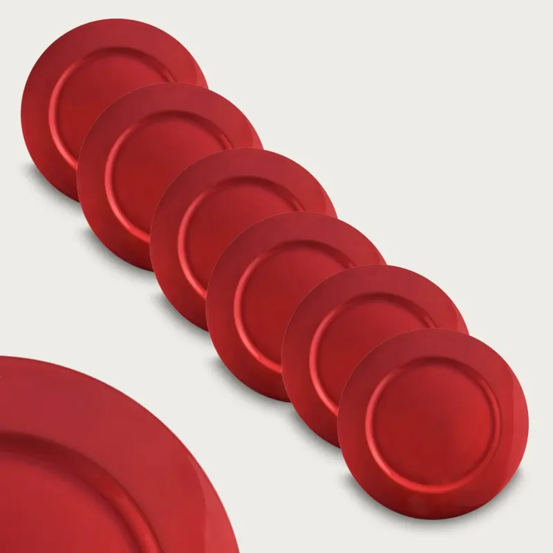 Offerta Set 6 sottopiatti Tondo Classic In Plastica,rosso