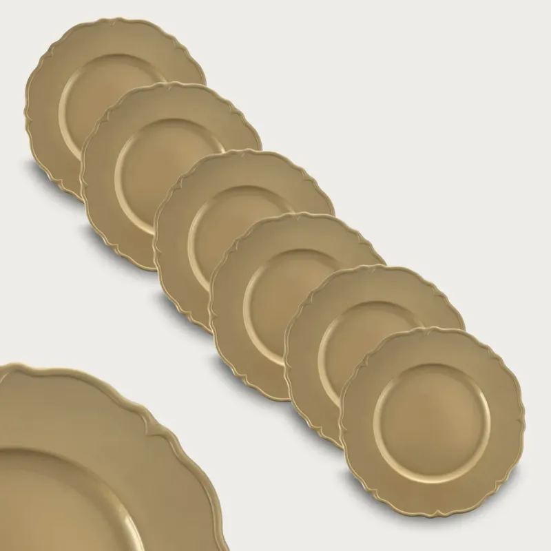 Consegna Rapida Set 6 sottopiatti Barocco In Plastica,oro