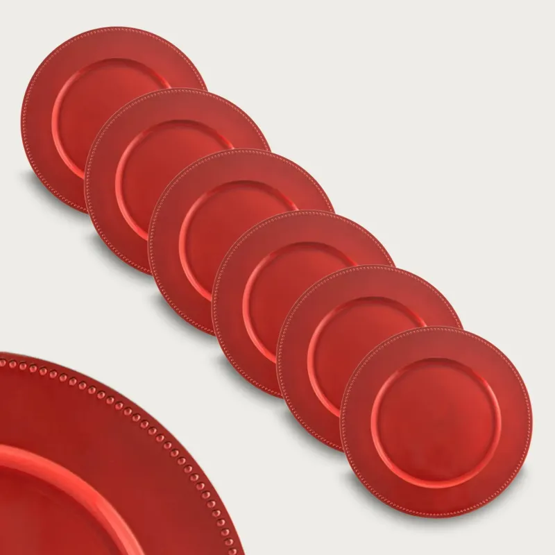Subito Disponibile Set 6 sottopiatti Tondo Dotted In Plastica,rosso