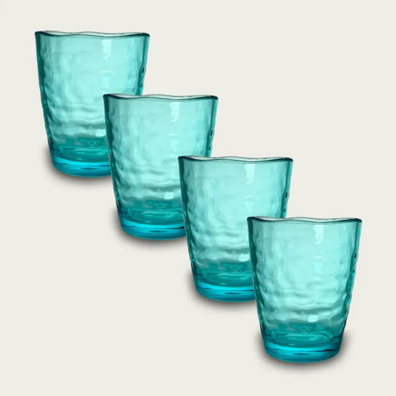 Subito Disponibile Tumbler Hammered In Plastica Acrilica,set-4-tumbler-piu-conveniente-azzurro