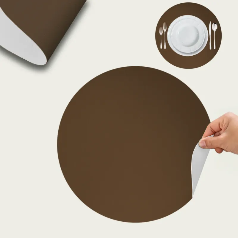 Offerta Tovaglietta Ø 38 cm Bicolor Similpelle,set-6-tovagliette-piu-conveniente-marrone-e-avorio