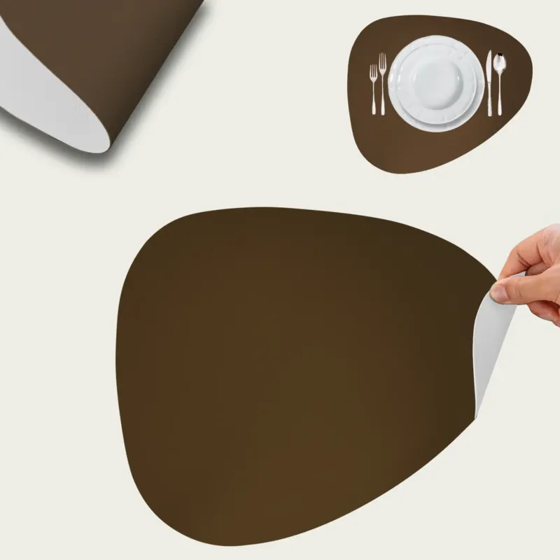 Nuova Collezione Tovaglietta 43x36 cm Bicolor Similpelle,set-6-tovagliette-piu-conveniente-marrone-e-avorio
