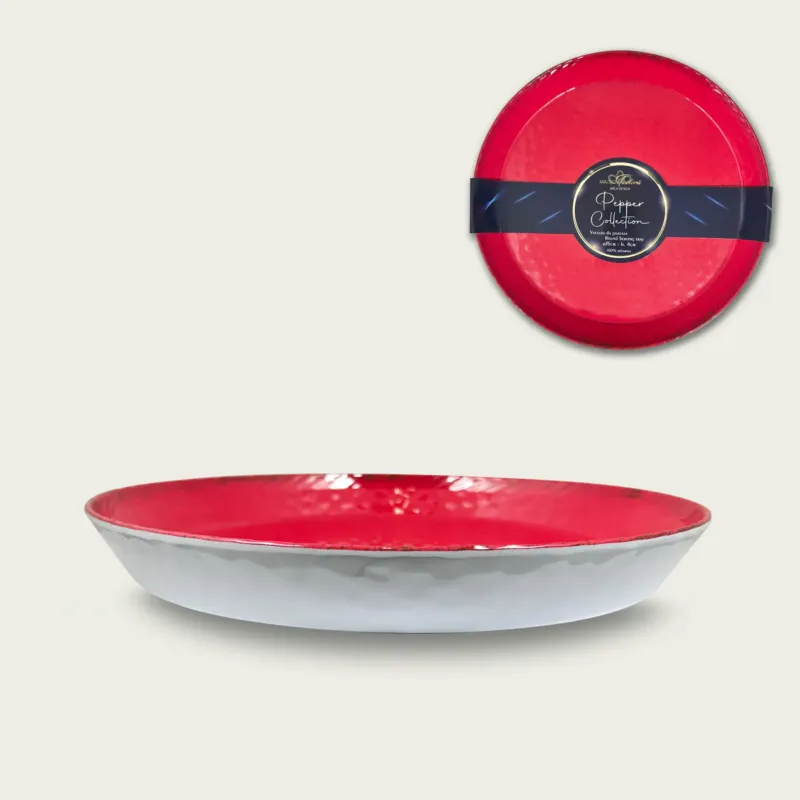Offerta Del Giorno Piatto Rotondo Bordato Pepper In Melamina,rosso