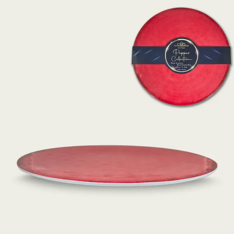 Piatto Rotondo Basso Pepper In Melamina,rosso Offerta Lampo