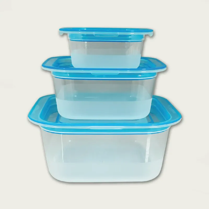 Set 3 Contenitori Quadrati Fresco Box Transparency In Plastica,celeste Offerta Speciale