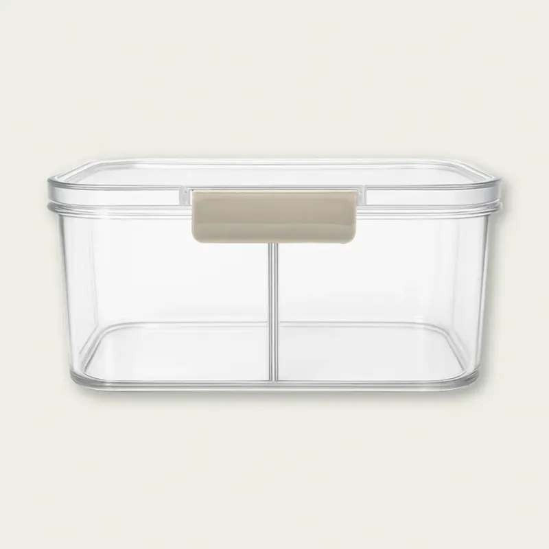 Contenitore Rettangolare Doppio Scompartimento Fresco Box Con Coperchio In Plastica,tortora Non Perdere