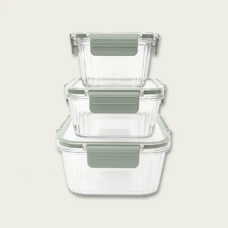 A Buon Prezzo Set 3 Contenitori Quadrati Fresco Box Con Coperchio In Plastica,verdone