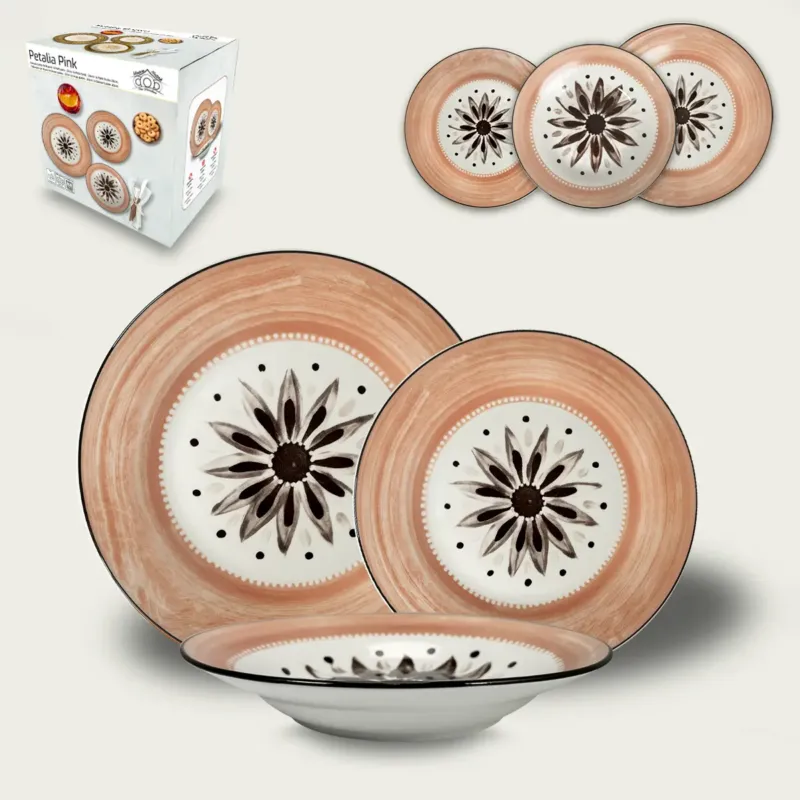 Set 18 Piatti Petalia In Porcellana,rosa Prezzo Di Fabbrica