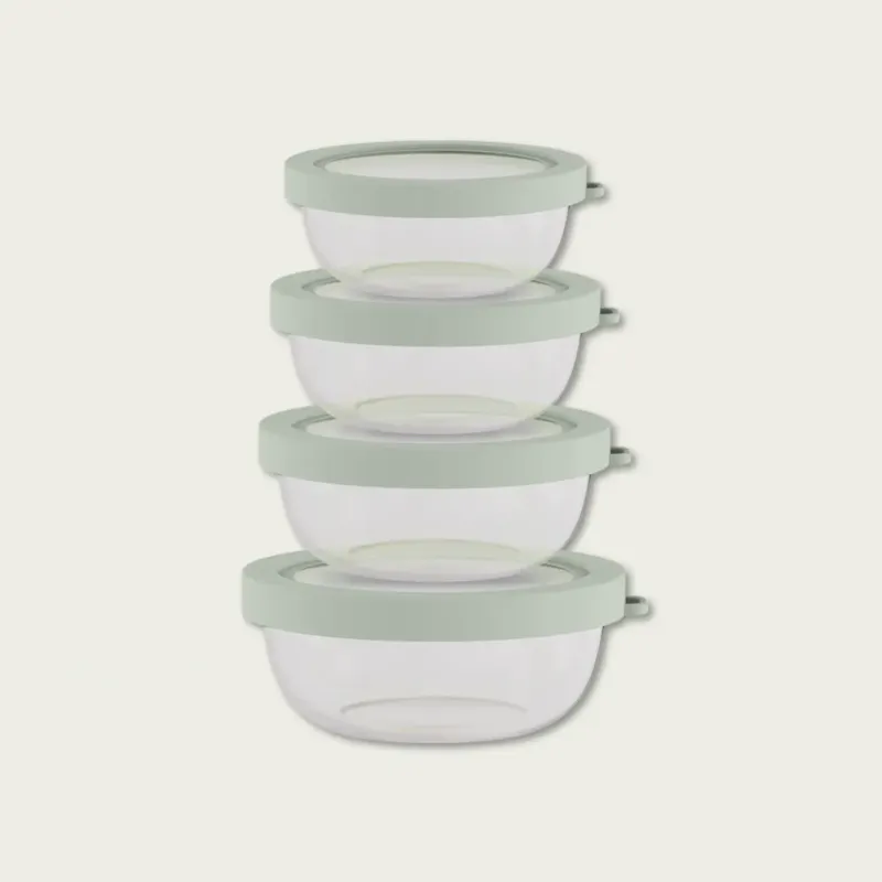Set 4 Contenitori Tondi Fresco Box Con Coperchio In Plastica,verdone Economico