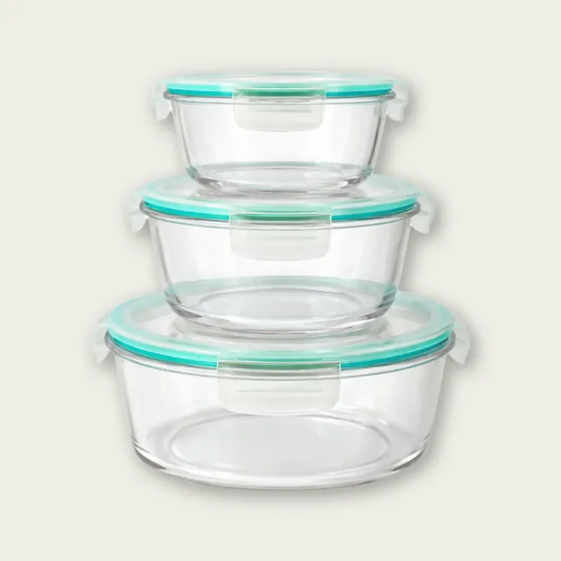 Occasione Set 3 Contenitori Tondi Ermetiko Con Coperchio In Vetro,tiffany