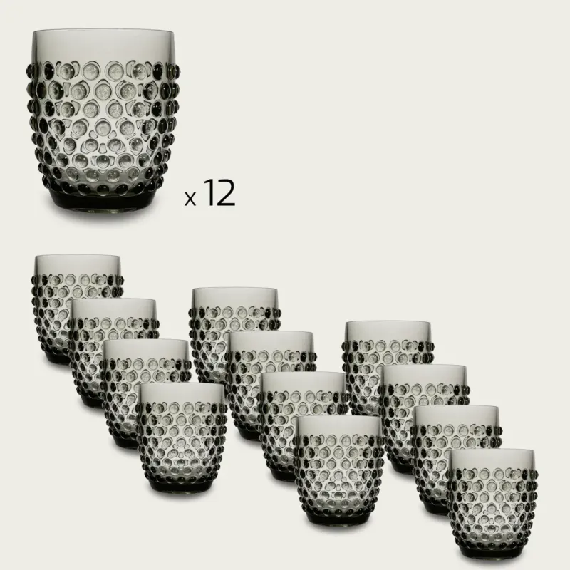 Set 12 Tumbler Dotted In Plastica,grigio Affare