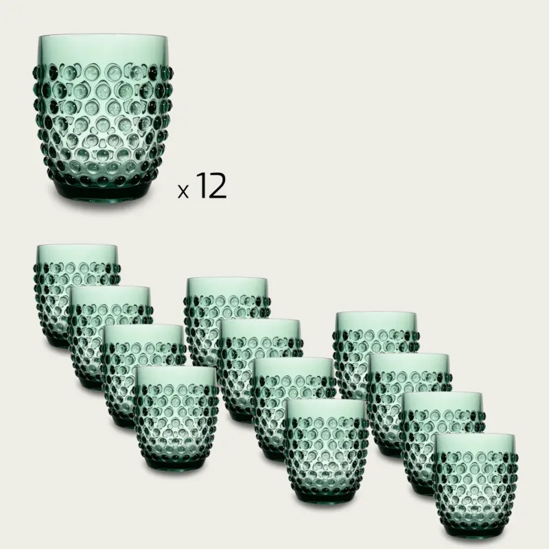 Di Tendenza Set 12 Tumbler Dotted In Plastica,verde
