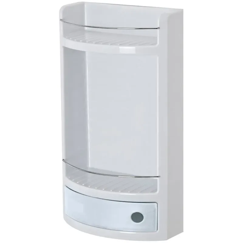 Super Prezzo Mensola da Bagno in Plastica Bianca con 1 Cassetto e Due Ripiani 28,8x13,8x51 cm