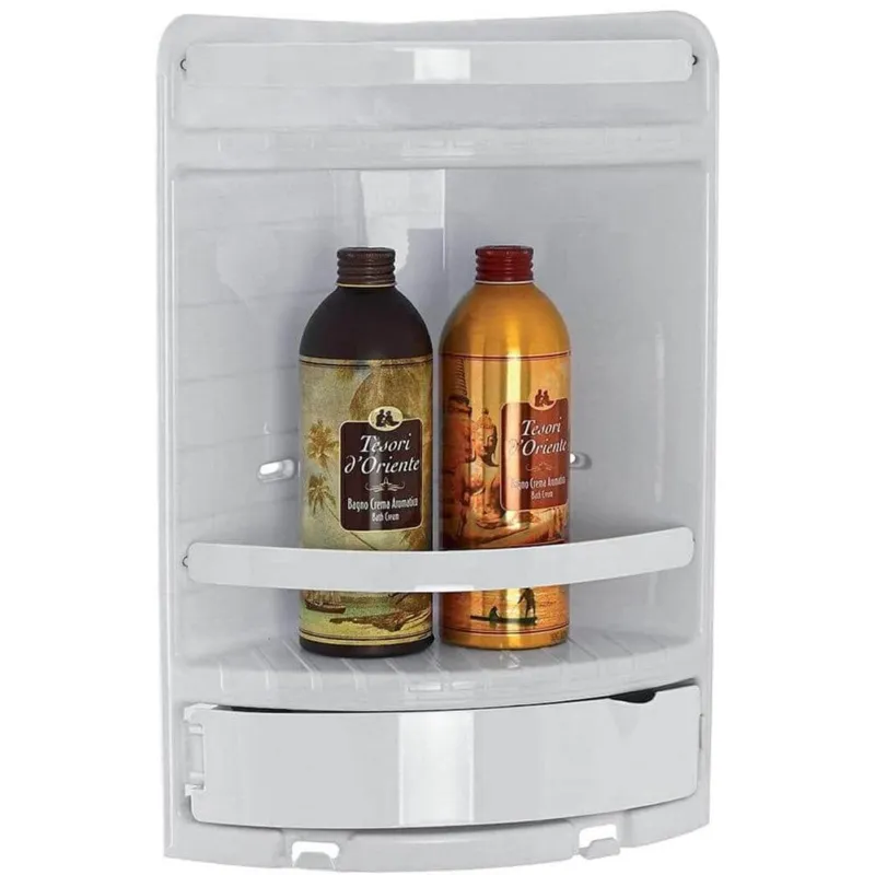 Angoliera da Bagno in Plastica Bianca con Due Ripiani e 1 Cassetto 20x20x41 cm Compra Oggi Stesso
