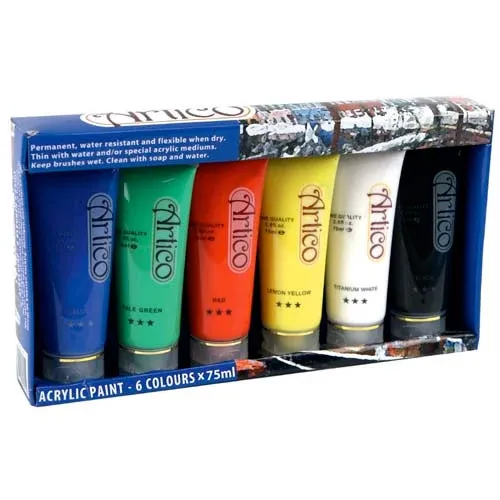 Scelto Dai Clienti PITTURA ACRILICA CONFEZIONE 6 PEZZI ACQUERELLI VARI COLORI TUBO 75 ML ARTICO