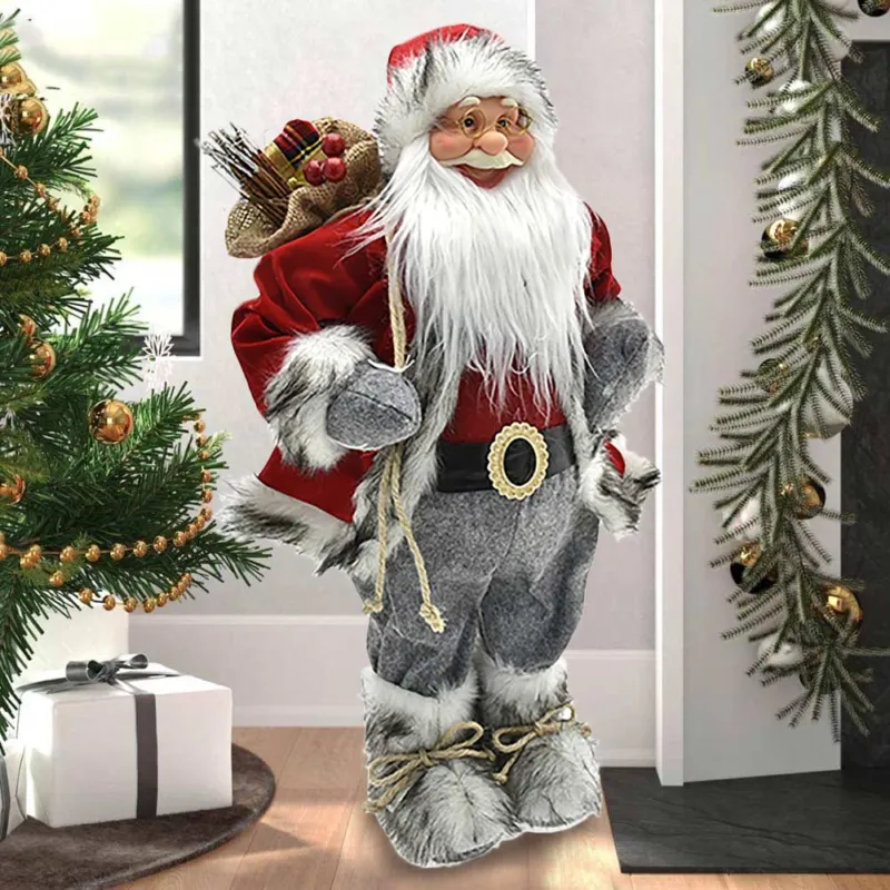 Vendita Finale Babbo Natale Classico 45cm Colore Rosso Grigio Decorazione Natalizia Realistica
