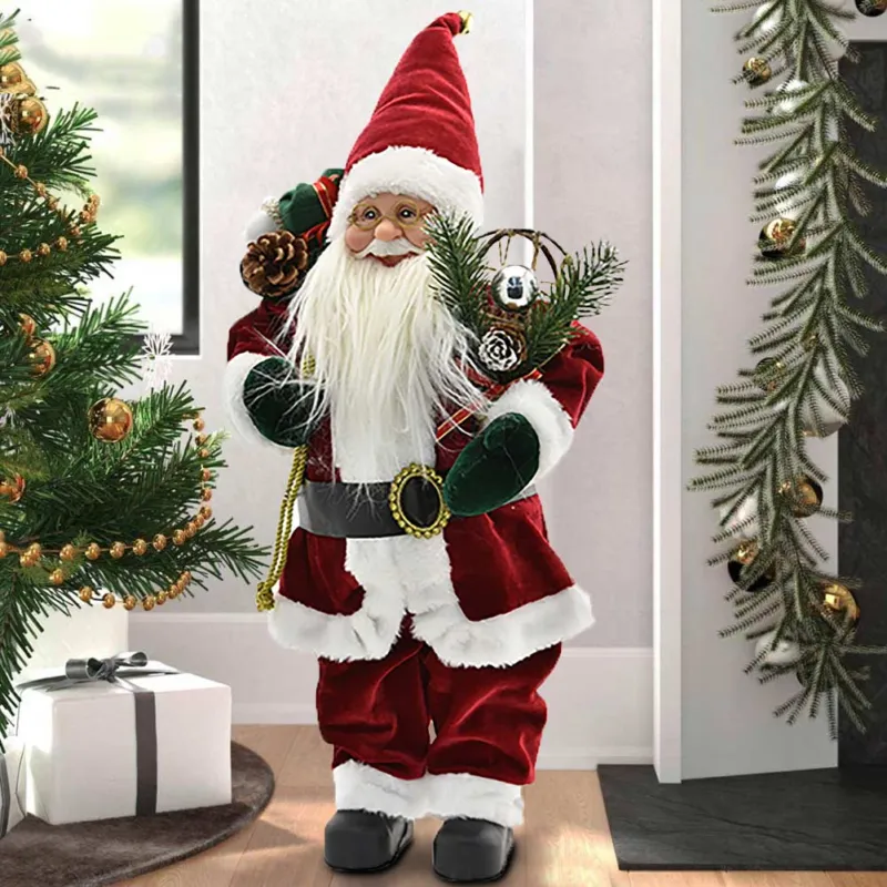 Statuina Babbo Natale Classico 60 cm Colore Rosso Addobbo Natalizio Realistica Sconto