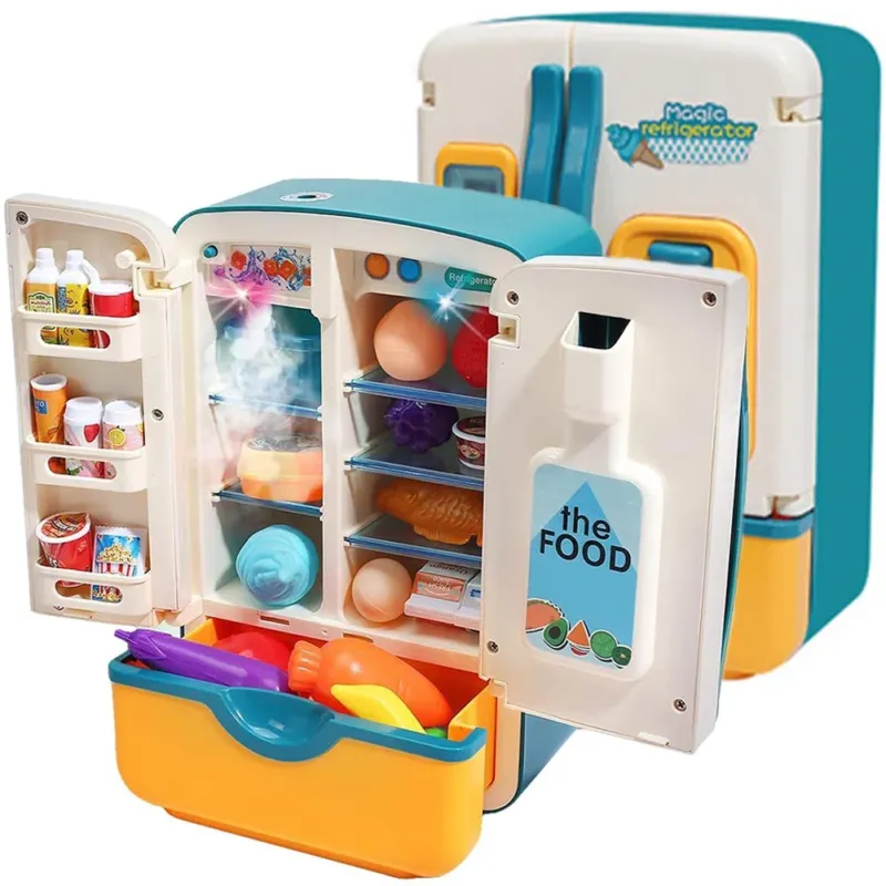 Frigorifero da Cucina Giocattolo Gioco per Bambini con Distributore di Ghiaccio Professionale