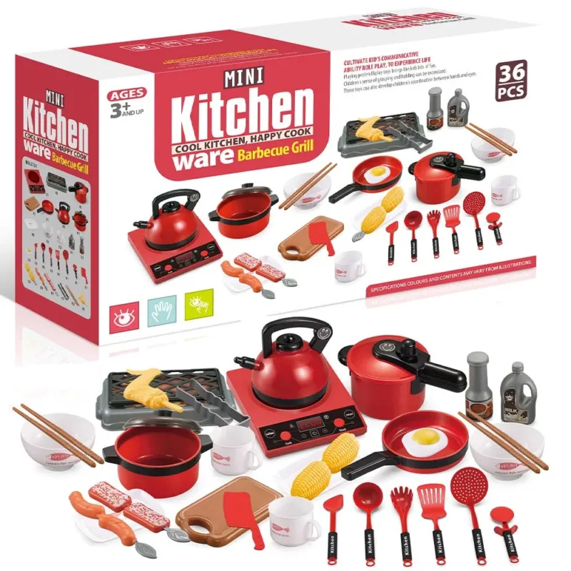 Ordina Subito Set Kit 36 Pezzi da Cucina Giocattolo Gioco per Bambini con Suoni Realistico