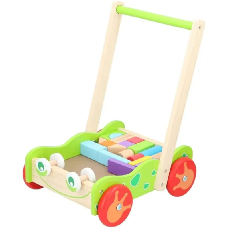 Carrello per Imparare a Camminare per Bambini con Blocchi in Legno Colorato Esclusivo