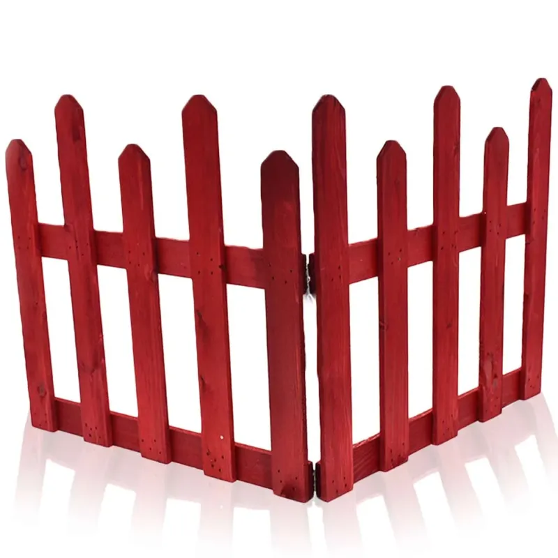 Acquista Ora Steccato Natalizio in Legno Colore Rosso Decori 80x40cm Decorazione Natale