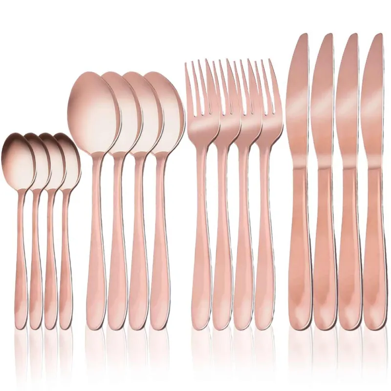 Set 16 Posate Pezzi Colore Rame Acciaio Inossidabile Elegante Tavola Arredamento Scelto Dai Clienti