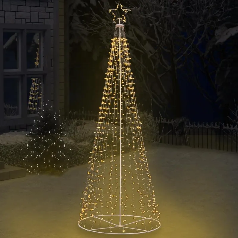 Albero Natale Luminoso 340 cm Bianco Caldo 991 Led Decorazione Metallo Esterno Soddisfatti O Rimborsati