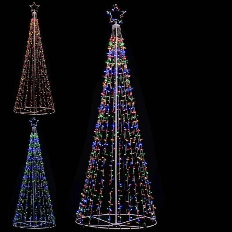 Albero Natale Luminoso 340 cm Multicolore 991 Led Decorazione Metallo Esterno Consegna Rapida