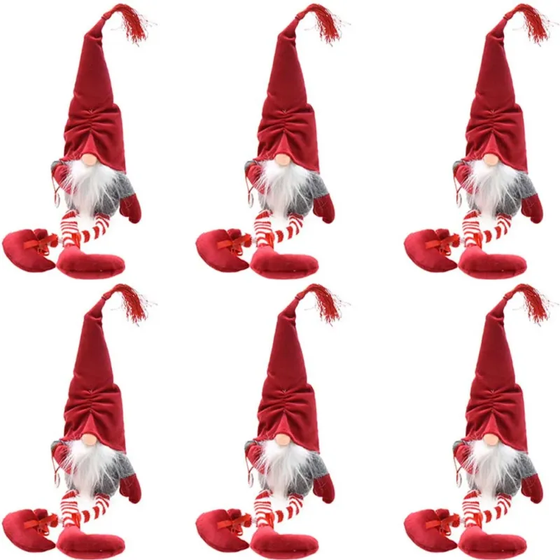 Offerta Speciale Set Kit 6 Gnomi Decorazione Natalizia Albero di Natale Altezza 45cm Colore Rosso