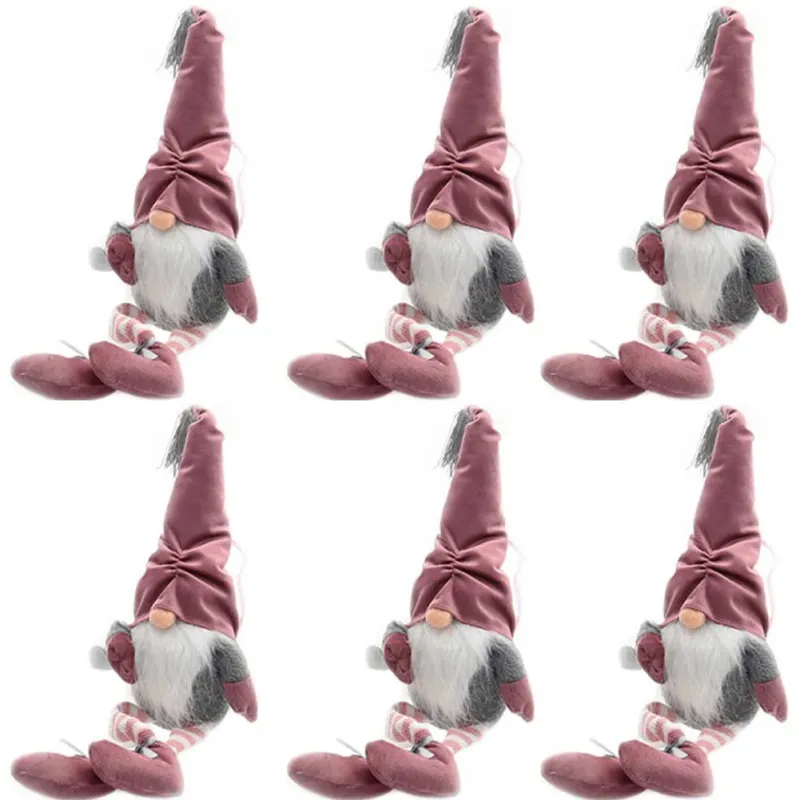 Prezzo Ridotto Set Kit 6 Gnomi Decorazione Natalizia Albero di Natale Altezza 45 cm Rosa Antico