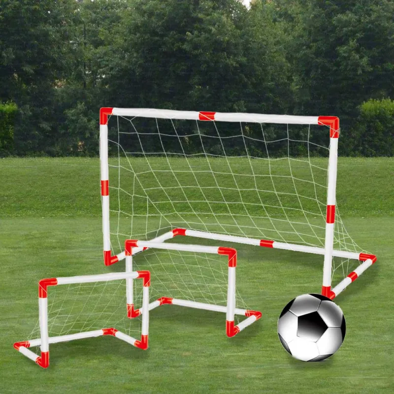 Set Kit 3 Porte da Calcio Giocattolo Soccer Tre Dimensioni Rete in Nylon Bambini Prezzo Conveniente