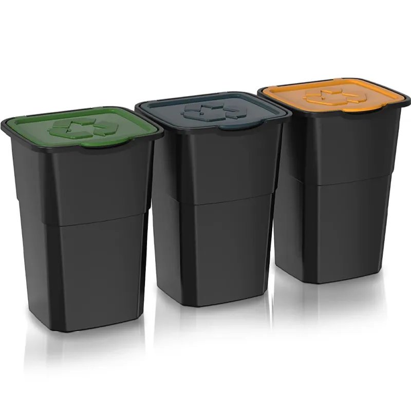 Reso Gratuito Set 3 Pattumiere per Raccolta Differenziata 50 Litri Plastica Dura Multicolore