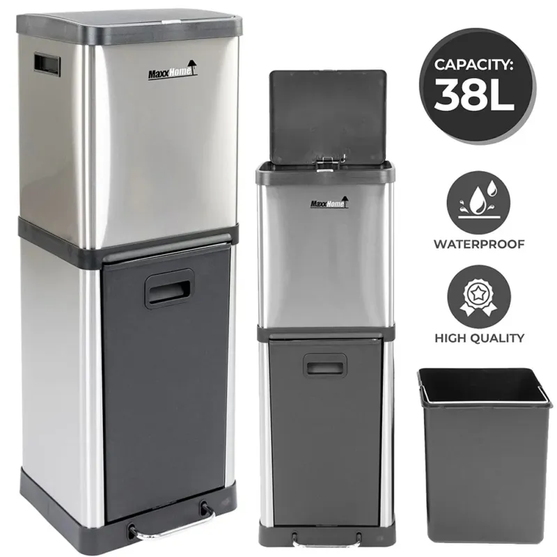 Cestino Spazzatura Con Pedali in Acciaio Inox Pattumiera per Differenziata Spedizione Espresso
