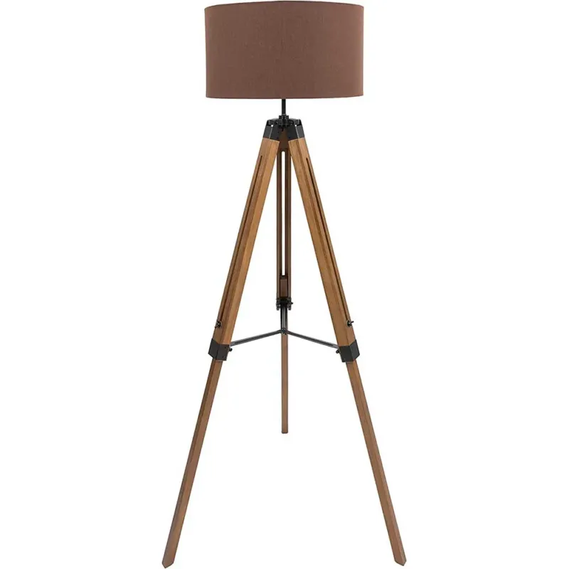 Offerta Lampo Lampada da Terra Lettura Treppiedi di Legno Stile Scandinavo Regolabile Marrone