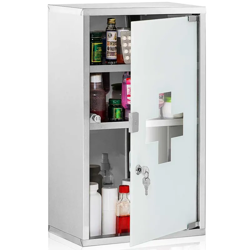 Occasione Imperdibile Armadietto Armadio Porta Medicinali Acciaio Inox Vetro Satinato 49 x25 x 12 cm