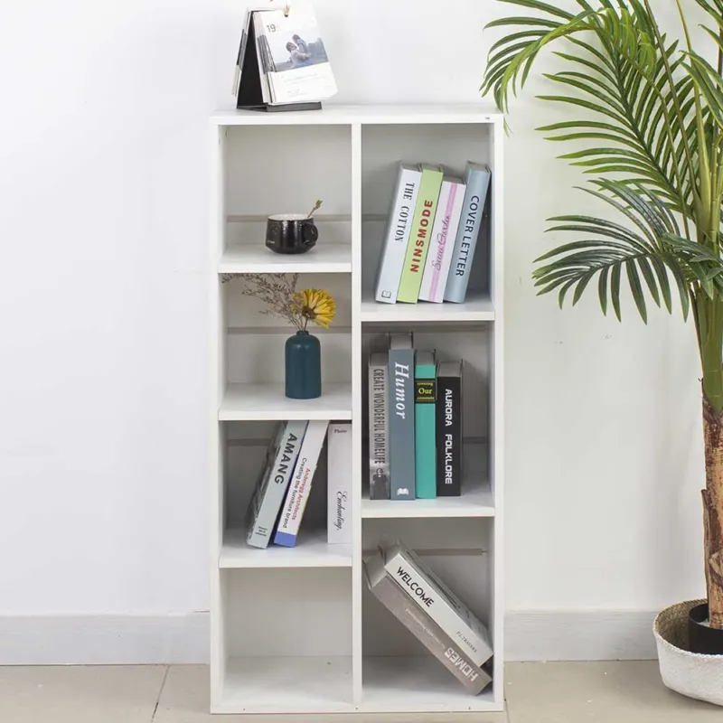 Popolare Libreria Scaffale 7 Ripiani Casa Ufficio Libri Biblioteca Marrone Legno Bianco