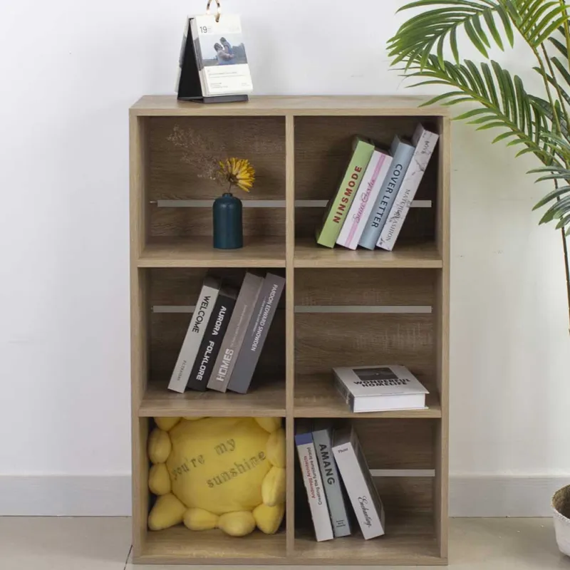 Mobile Libreria Scaffale 3 Ripiani 6 Vani Casa Ufficio Design In Legno Naturale Vendita Finale