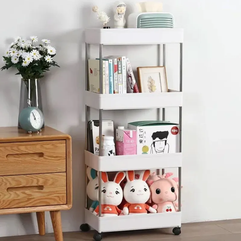 Carrello Carrellino Multiuso Mobile Spazi Stretti Portaoggetti 4 Ripiani Bianco Bestseller