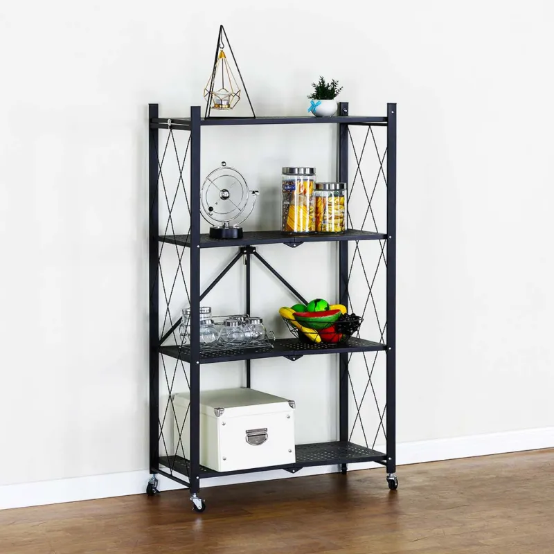 Nuova Collezione Carrello Carrellino Multiuso Mobile Spazi Stretti Portaoggetti 4 Ripiani Nero