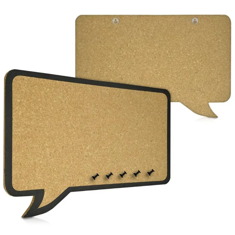 Must-Have Bacheca in Sughero Forma Fumetto con Cornice Nera da Parete 44x29x1 cm