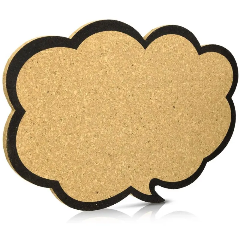 Bacheca in Sughero Forma Nuvoletta Fumetto con Cornice Nera da Parete 44x29x1 cm Di Tendenza