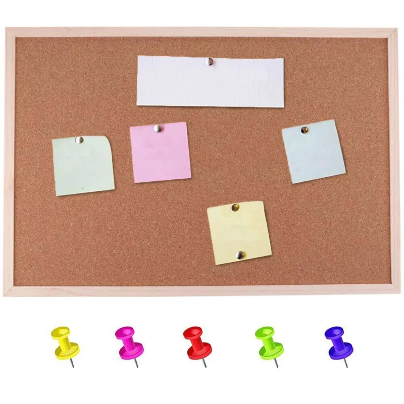 Pagamento Sicuro Bacheca in Sughero Rettangolare con Cornice in Legno da Parete 40x30x1.6 cm